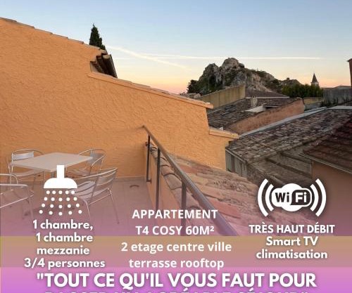 Cozy 60M T4 duplex avec terrasse rooftop