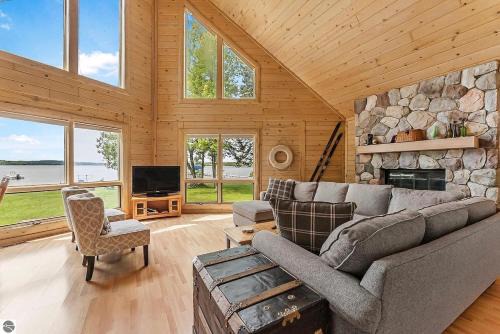 Cozy A Frame Waterfront Chalet Dock Fireplace