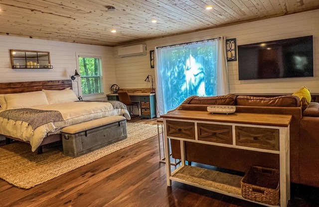 Cute, boho cottage in peaceful forest setting