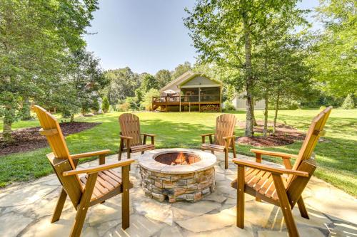 Deck and Mtn Views Riverfront Cullowhee Home