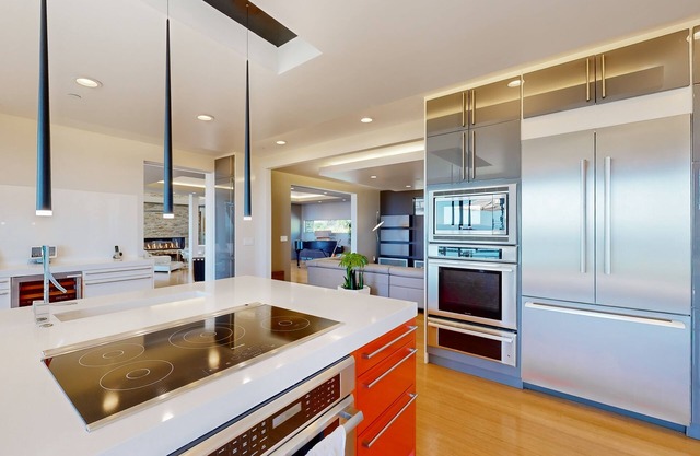 Dog-friendly bay-view home with deck, private saltwater pool, fireplaces, grill