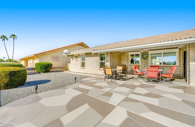 Dog-friendly, golf course adjacent home with a pool, hot tub, & fitness center