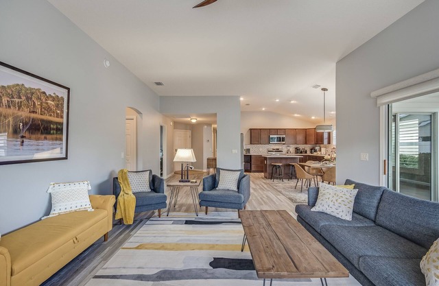 Everything! 3/2, FREE golf & 4-seat cart, Resident passes, pets.