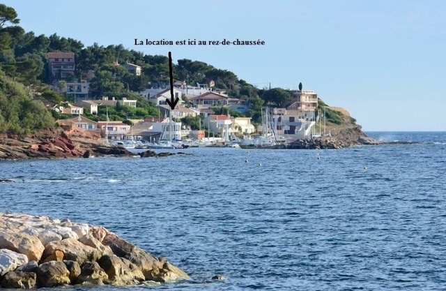 Feet in the water at the little port of Les Oursinières -