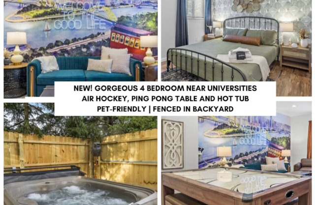 Gorgeous 4bd near universities Hot tub + Games