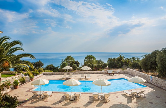Kefalonia, Lourdata, studios with pool and amazing sea view