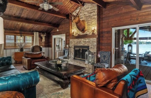 Log Cabin on Open Water