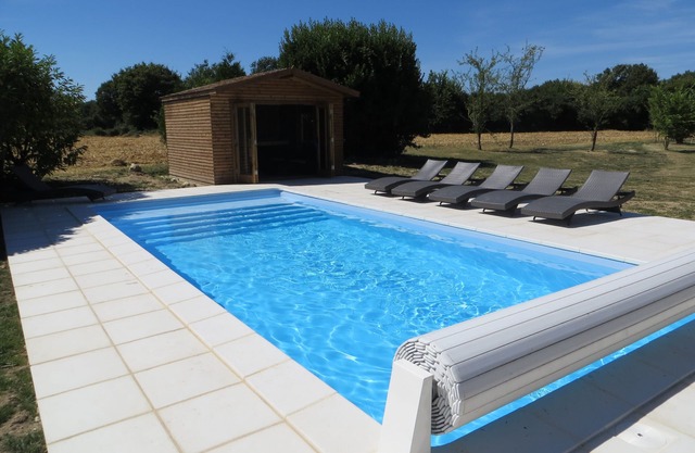 Loire valley gite with 2 acres of grounds, south facing pool & private terraces