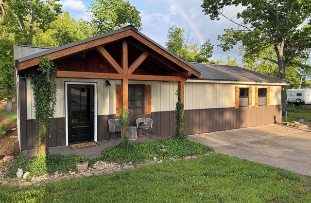 Lots of beds huge deck and a short walk to the lake. It’s time to be on the lake