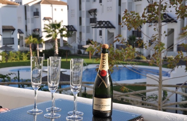 Lovely apartment with large terrace facing the pool. Walking distance to everything.