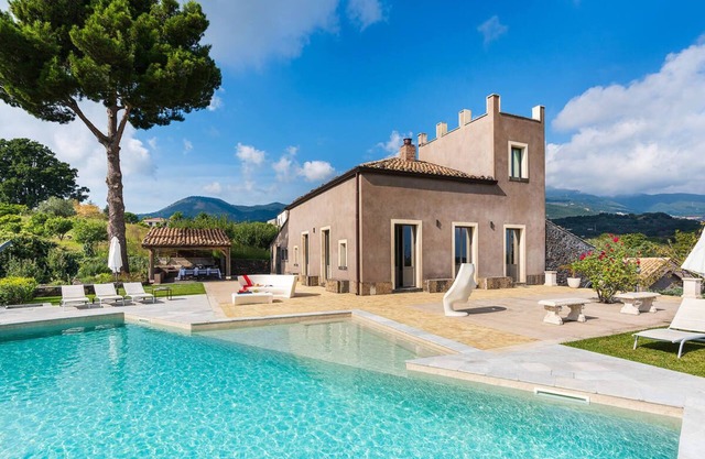 Luxury private villa with sea views on Mt Etna
