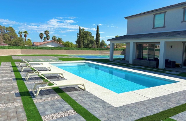 Luxury Vegas Retreat with Pool Pickleball Court Mini Golf Basketball & Game Loft