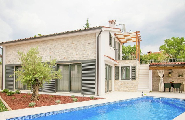 Luxury villa with private pool, fenced garden with veranda near Tinjan