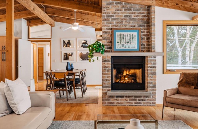 Midcentury home, private beach. large great room