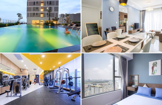 Mix 2 Luxury High-view Flats Near Saigon's Center with Free Pool, Gym, Internet