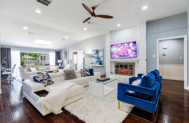 Modern Home with a Firepit, Heated Pool & Spa