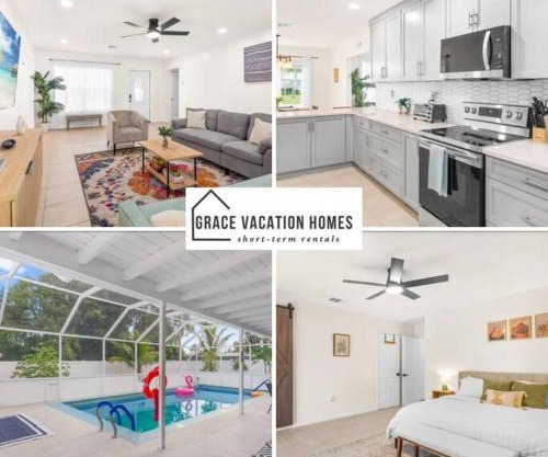 Modern renovated beach oasis home with private pool