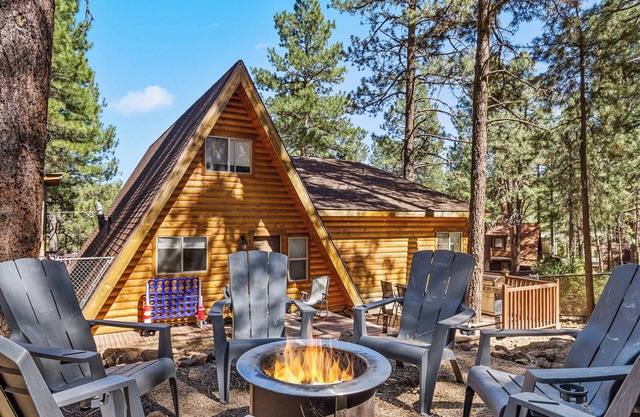 Nakai Trail Vacation Rental | 4-BR A-Frame in Kachina Village, Flagstaff | Loft Firepit Game Rm Sauna New Bathroom