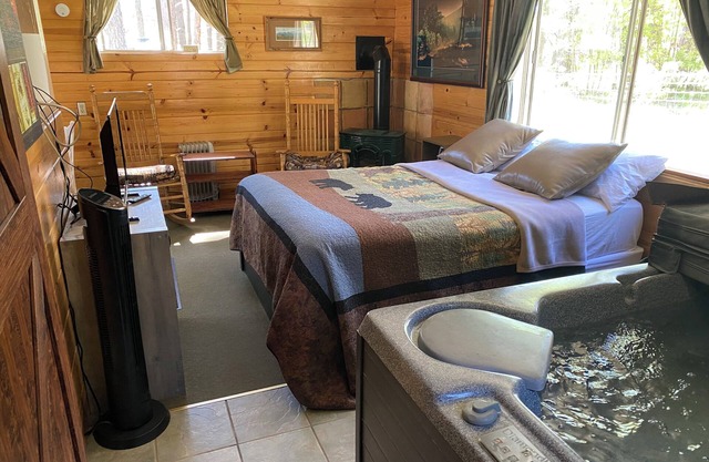 New bathroom!Private porch swing, picnic table, plus indoor Jacuzzi & Fireplace.