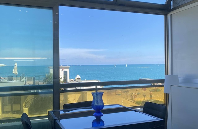Ocean front view in fully renovated studio