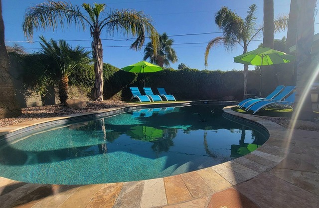 Old Town Scottsdale modern decor big pool hot tub TV on patio Comfort Convenient