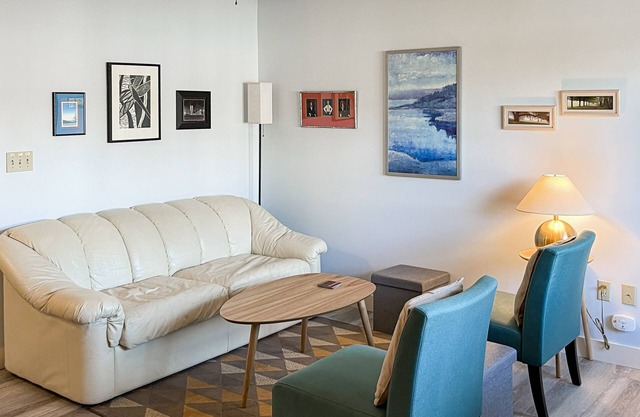 Open, ground-floor condo right in town with outdoor pool, BBQ