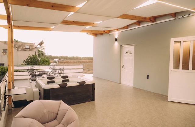 overlooking the endless blue of the sea