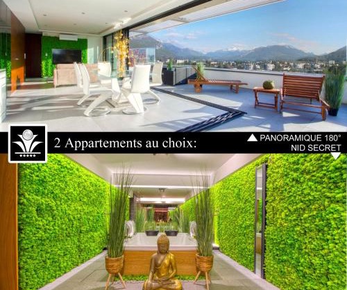 Panoramique 180 lac et montagne et Nid Secret spa romantique