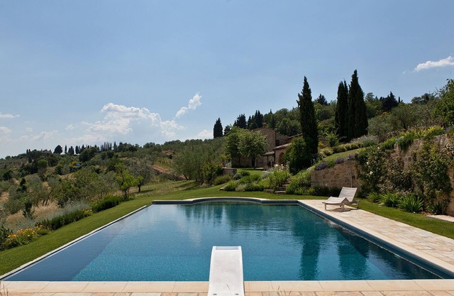 Rustic farmhouse with beautiful pool, gardens and views in central Tuscany