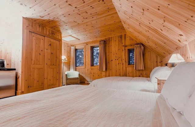 Rustic log cabin on the mountainside