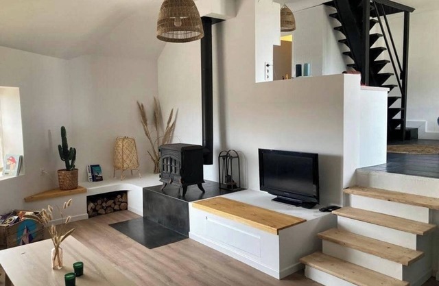 Seaside house with stove and sunset terrace