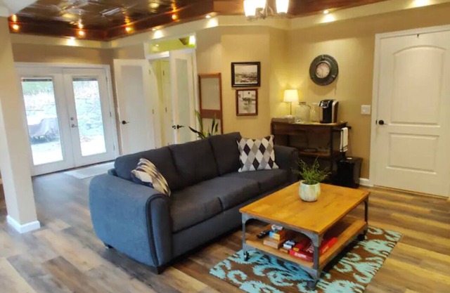 Secluded, peaceful property with waterfall feature and mountain views.