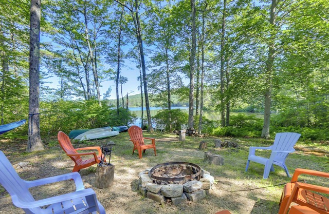 Serene Waterfront New Durham Home: Patio & Kayaks