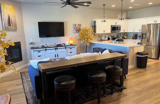 Sit outside and enjoy the humming birds play as you look directly at Mt Humphrey