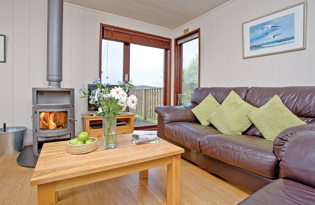 Spacious and contemporary lodge with countryside views.