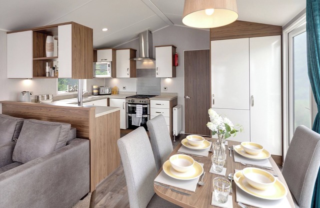 Spacious and luxurious 12ft-wide caravan with one double and two twin.
