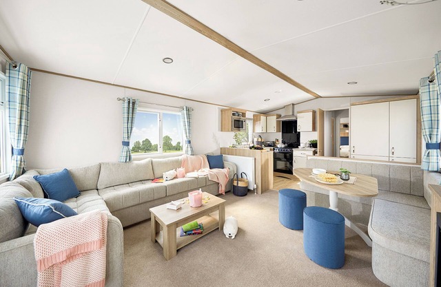 Stylish and modern 12ft-wide caravan with one double two one twin.