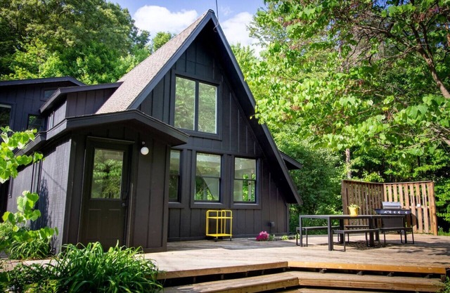 The Love Inn A-Frame Cabin in the woods with pool & firepit that sleeps 19 in Ada, MI (Pet Friendly!)