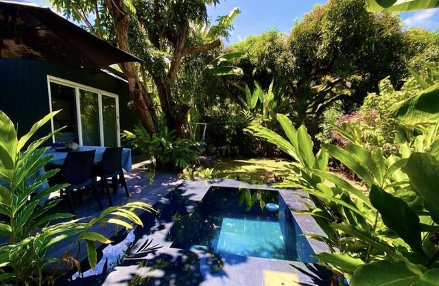 Tiny house by the beach with its private pool