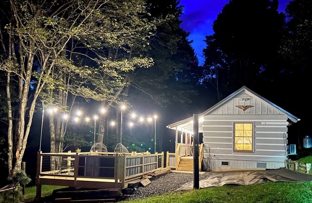 Tobe’s cabin, complete with EV hook up …nin the Alleghany mountains of NC