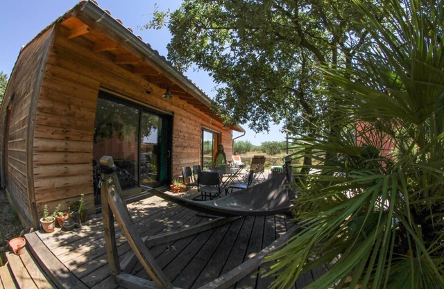 Wooden house with large terrace and lovely view
