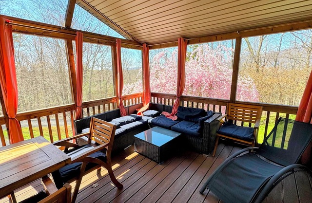 Woodland Whimsy a private escape w/hot tub, pool, sunroom on 3 acres