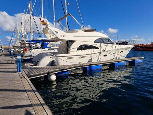 Yacht Experience Tenerife 24h plus Tour with private Skipper & private Hostess all inclusive with Cocktails, Sandwiches, free Minibar and free islandwide pick-up and return in a Tesla S Sportscar