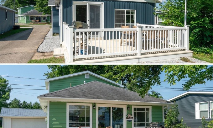 Shelbyville House | 2 Houses right on Gun Lake with Dock! Lake Toys & Game Room Optional boat rental