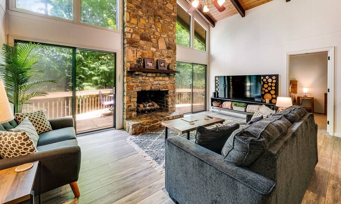 Beech Mountain House | 2-story home with Village Creek views, gas grill, gas fireplace, firepit & deck