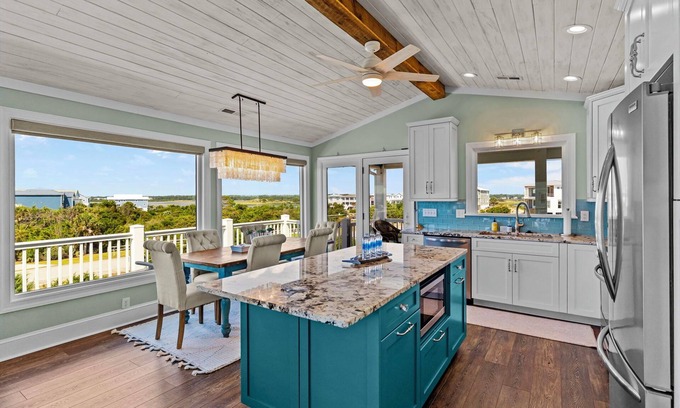 Oak Island House | 2nd Row Beach Home with views of beach and river on Oak Island, with heated pool