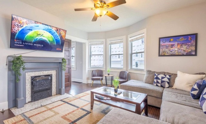 Kennedy King House | 3BR Downtown Home w/King Bed, Porch, Firepit,Grill