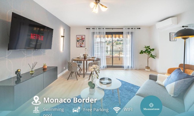 Beausoleil Apartment | 5mn Monaco - Vue mer - Parking - Piscine - BB