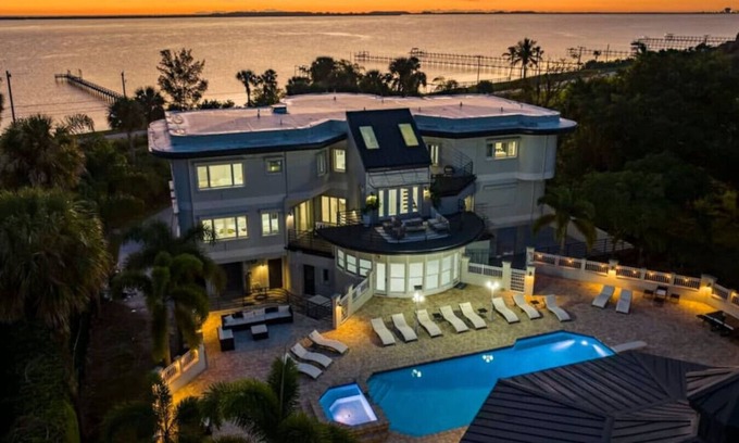 Fort Pierce Villa | 9K SF Waterfront Mansion, Pool, Boat Dock, Theater