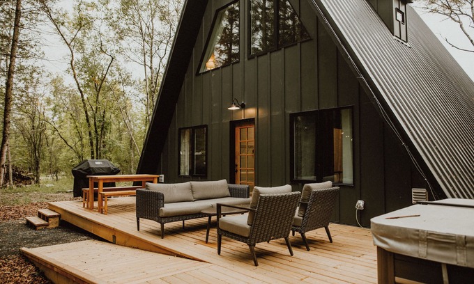 Arnes Cottage | A-Frame in the Pines. *Hot tub, wood stove, backyard oasis!*